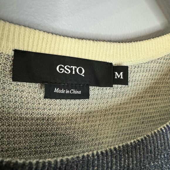 GSTQ Watercolor Merino Wool Sweater Crew Neck Soft Luxury Men's M - Picture 5 of 8